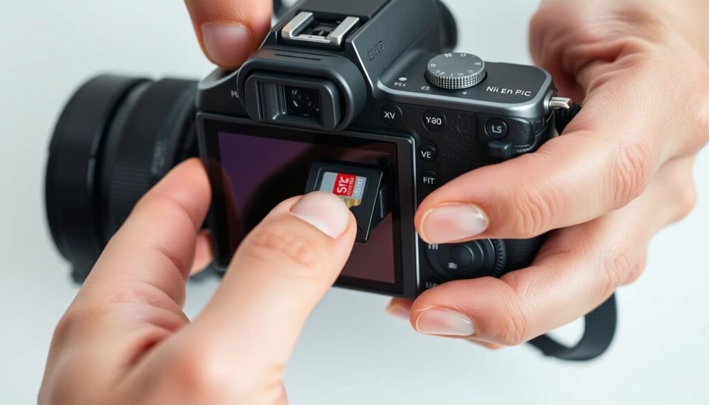 Inserting a memory card into a digital camera
