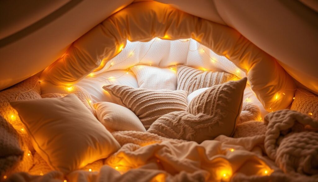 cozy pillow fort lighting