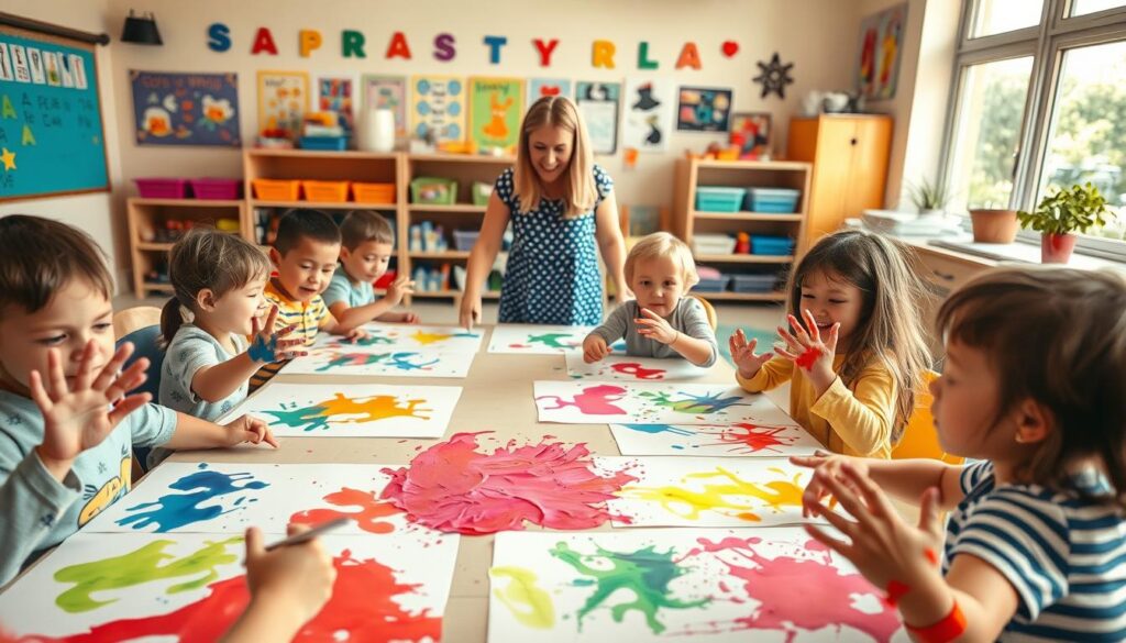 finger painting in classroom finger painting in classroom