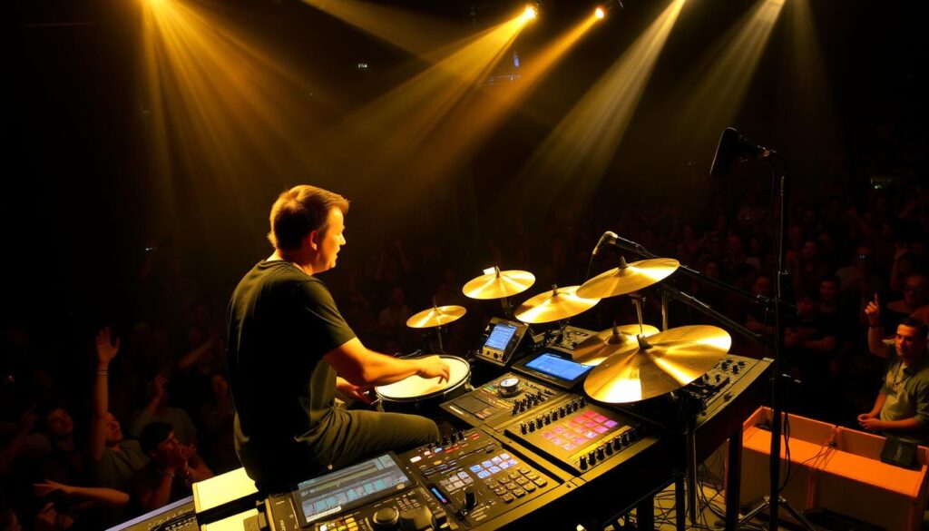 playing live with electronic drum kit playing live with electronic drum kit