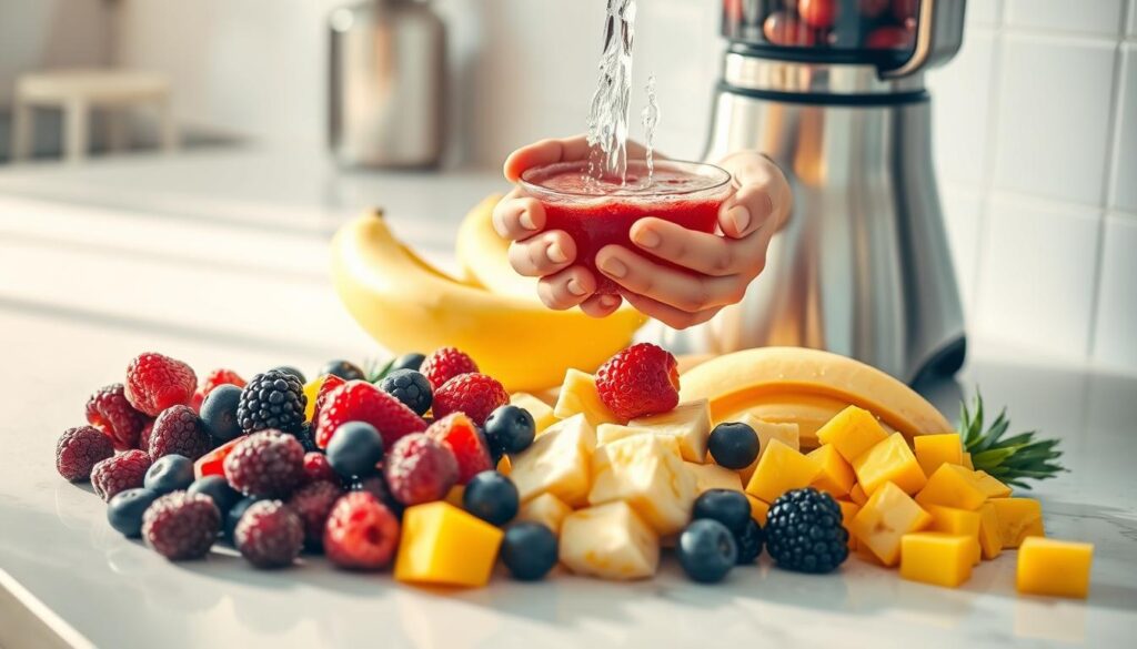 preparing frozen fruit for smoothies preparing frozen fruit for smoothies